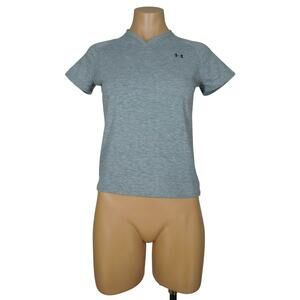 UNDER ARMOUR Shirt S SMALL Juniors Gray V-Neck Active